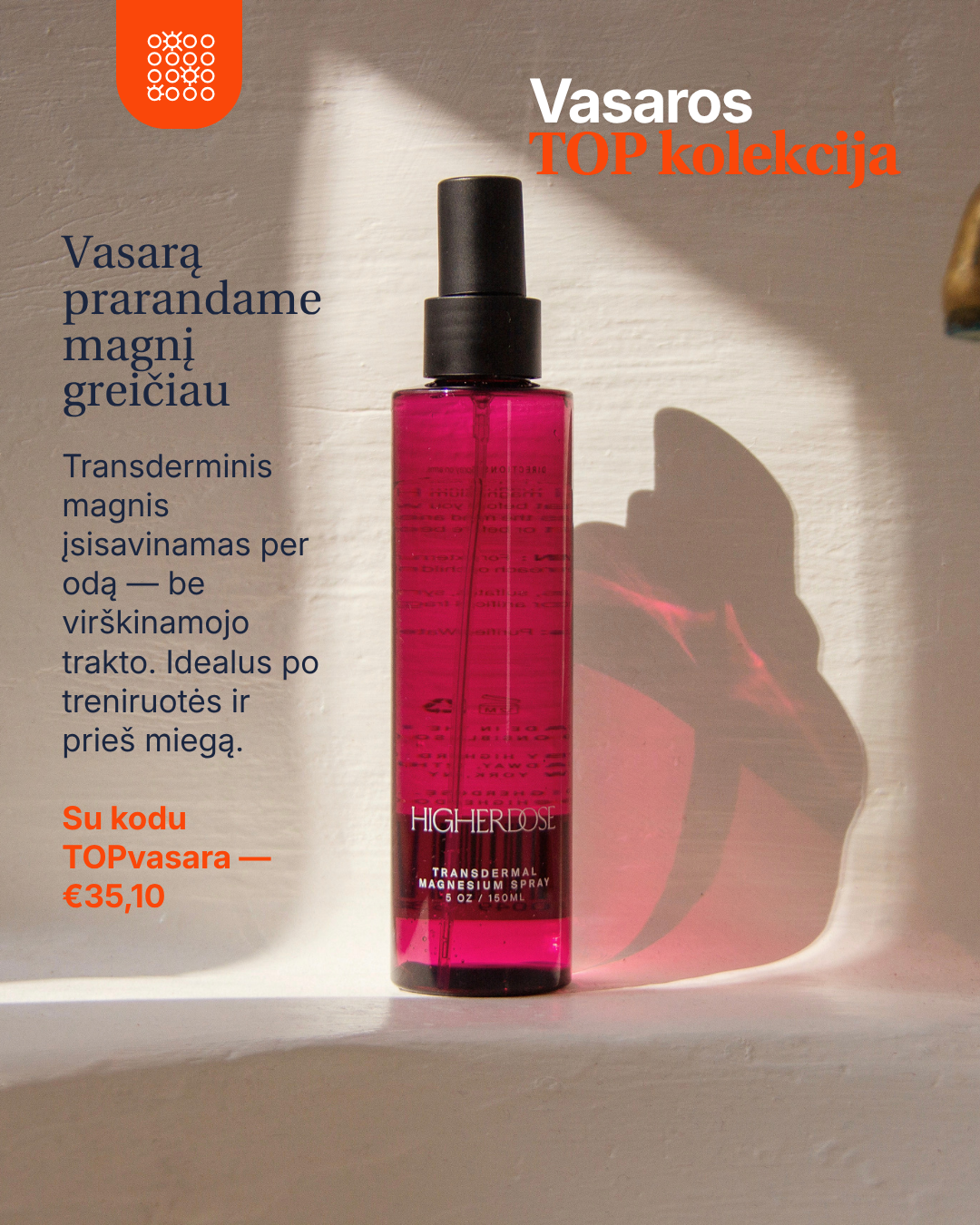 HigherDOSE® transdermaalne magneesiumsprei närvisüsteemi tasakaalustamiseks, taastumiseks ja sügavaks lõõgastumiseks