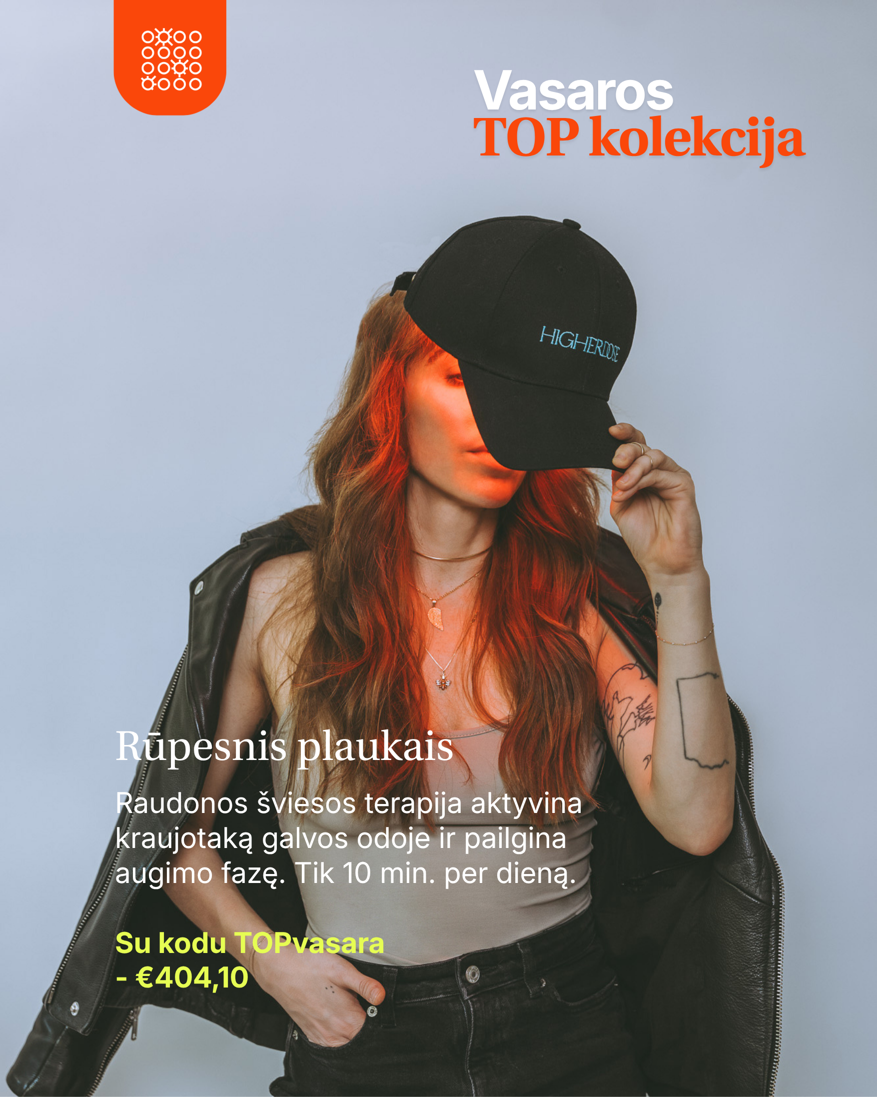 HigherDOSE® punase ja lähiinfrapuna valguse teraapiline müts